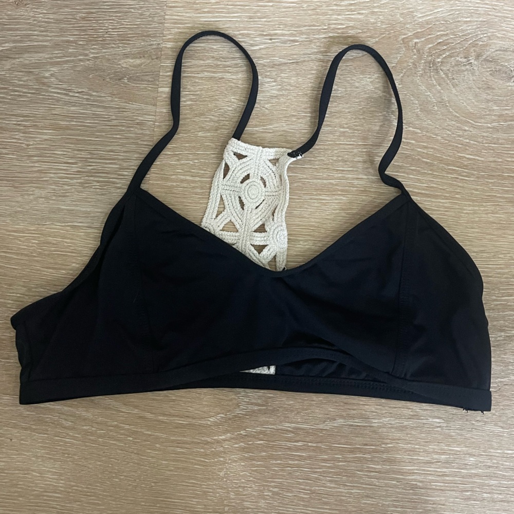 L*Space Black Crochet Bikini Top (Large)